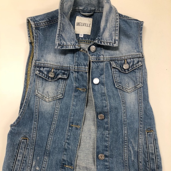 Medium Melville light Blue Button Jean Vest - Picture 5 of 8